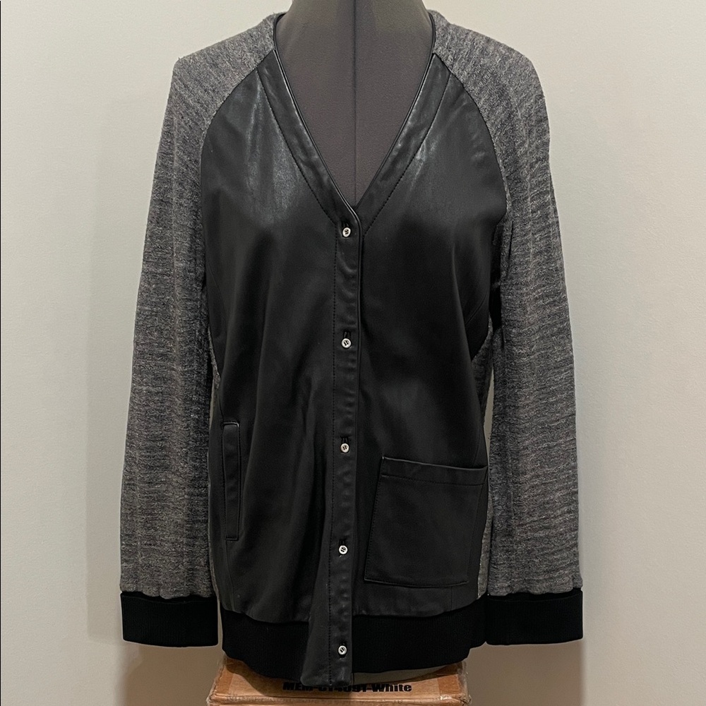Burning Torch Black and Gray Lamb Leather Jacket